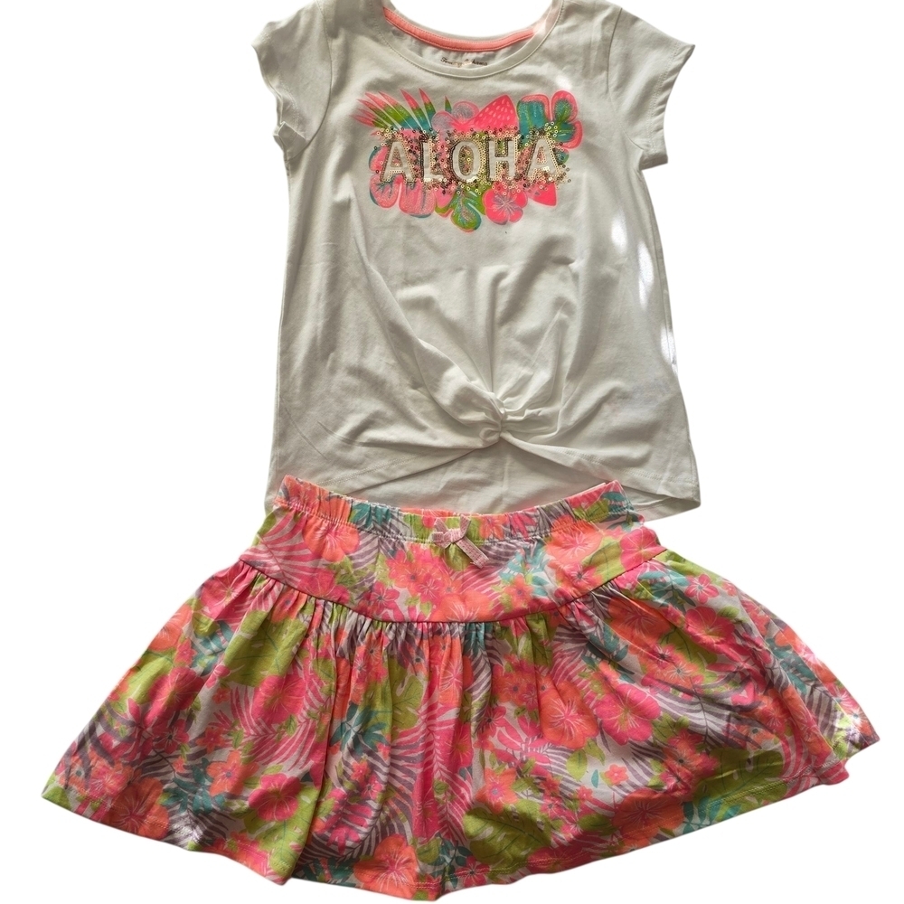 NWT Tommy Bahama Tropical Neon Pink Floral Skort & Hibiscus Sequin Top - Picture 1 of 4